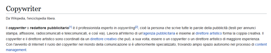 copywriter definizione wikipedia